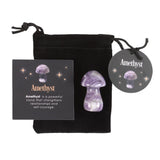 Amethyst Magical Crystal Crafted Polished Mushroom with Pouch and Card