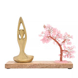 Back of Serenity Yoga Seated Mountain Pose figure Rose Quartz Gemstone Chips Tree