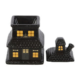 Base and Lid Black Haunted House 2 Part Oil Burner and Wax Warmer