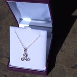 Boxed Celtic Triskele Pendant on Silver Chain Necklace