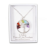 Boxed Chakra Tree of Life Pendant on Chain Necklace