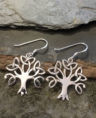 Celtic Tree 925 Sterling Silver Pair Hook Earrings