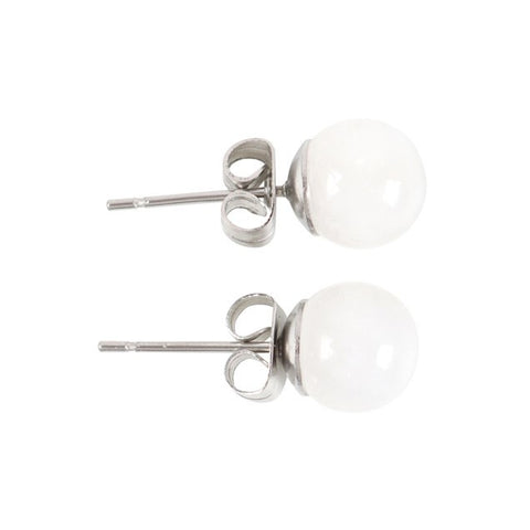 Clear Quartz Crystal Stud Earrings on Sterling Silver Posts