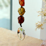 Close Up Seven Chakra Stone Hanging Glass All Seeing Tree of Life