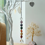 Hanging Seven Chakra Stone Hanging Glass All Seeing Tree of Life