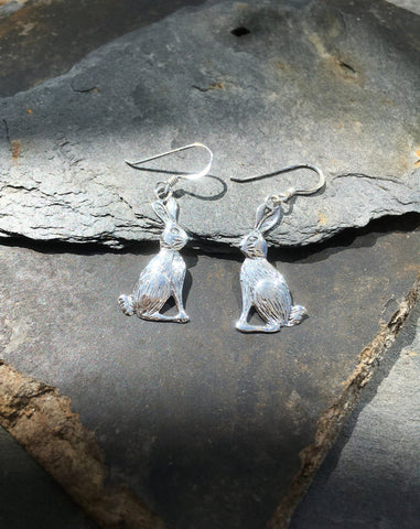 Hare Sterling Silver Pair of Hook Earrings