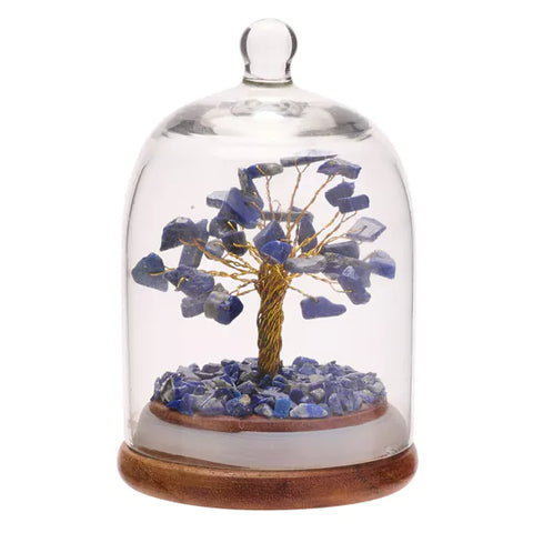Lapis Lazuli gemstone Tree of Life in Glass Dome