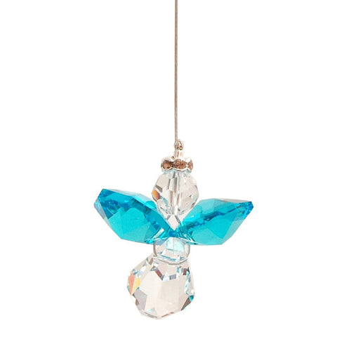 Lead Crystal Aquamarine Hanging Angel 