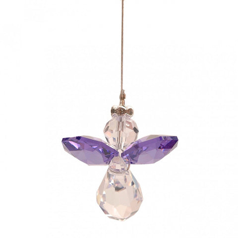 Lead Crystal Purple Hanging Angel