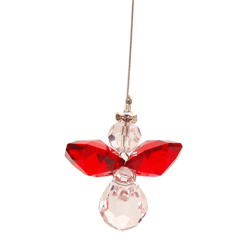 Lead Crystal Red Hanging Angel