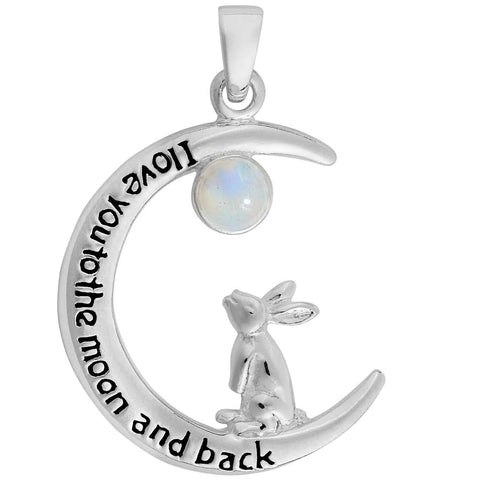 Love You to the Moon and Back Silver Pendant on Chain Necklace