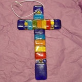 Multicoloured Sienna Glass Hanging Cross