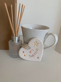 No1 Teacher Ceramic Heart with Hanging Ribbon