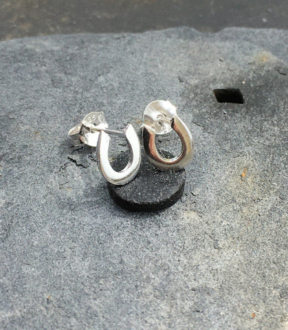Horseshoe Sterling Silver Stud Earrings