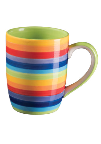 Rainbow Curved Striped Ceramic Mug Fairly Traded