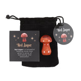 Red Jasper Magical Polished Crystal Mushroom with Card and Pouch