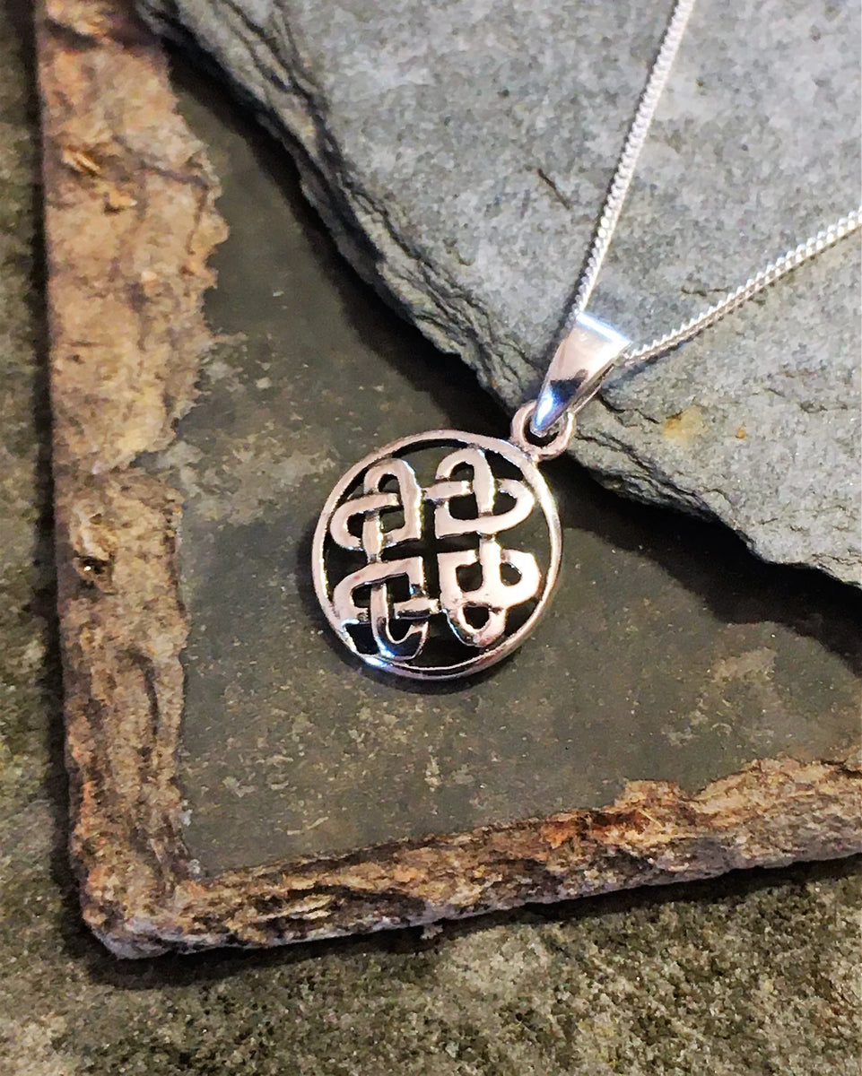 Knot Chain Celtic Chain Necklace Celtic Knot Silver Pendant On A
