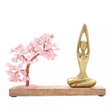 Serenity Yoga Seated Mountain Pose figure Rose Quartz Gemstone Tree