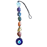 Seven Chakra Stones Hanging Blue Glass All Seeing Evil Eye