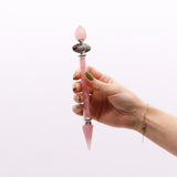 In hand Shiva Lingam Rose Quartz Magic Wand - Love Stone Crystal