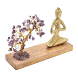 Side of Serenity Yoga Seated Prayer Pose figure with Amethyst Tree