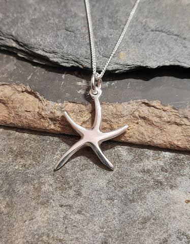Starfish Sterling Silver Pendant on 18" Chain Necklace