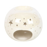 Tealight opening White Iridescent Star Oil Burner and Wax Warmer