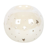 White Iridescent Star Oil Burner and Wax Warmer Melter