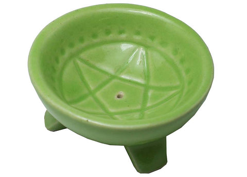 Pentagram Green Ceramic Incense Ashcatcher