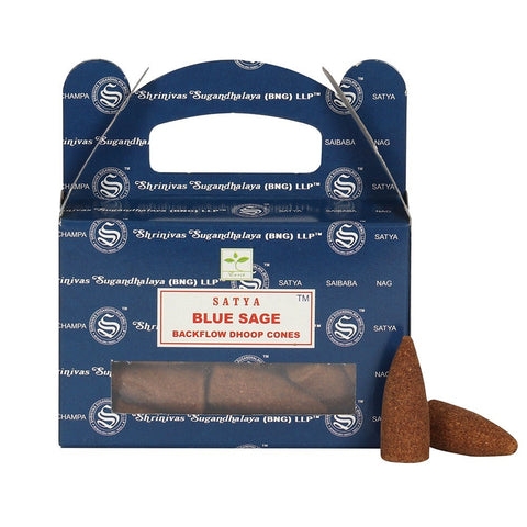 Satya Blue Sage Backflow 24 Incense Cones from Mystical and Magical Halifax
