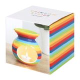 Rainbow Striped Ceramic Oil or Wax Warmer boxed