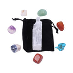Seven Chakra Stone Set with Selenite Crystal Wand and pouch at Mystical and Magical