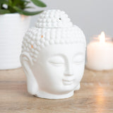 White Ceramic Buddha Head Oil Warmer Burner from Mystical and Magical