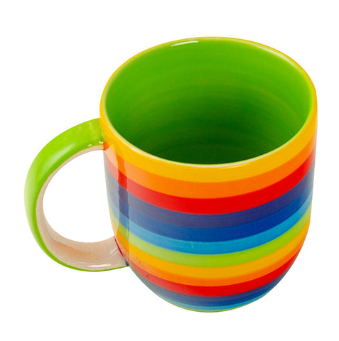 Hand Crafted Rainbow Striped Ceramic Mug