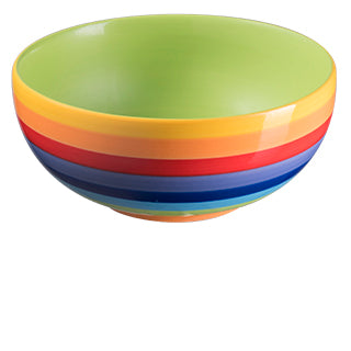 Hand Painted Rainbow Stripe Ceramic Bowl