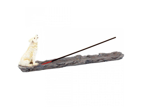 Wolf Call Howling White Wolf Incense Stick Holder Nemesis Now H2516G6