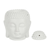 White Ceramic Buddha Head Oil Warmer Burner from Mystical and Magical