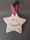 No1 Teacher Ever Ceramic Star
