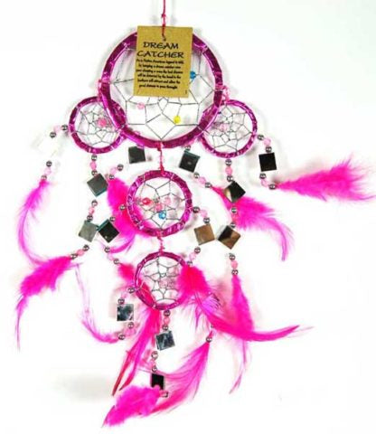 Pink Dreamcatcher with Pink Feathers and Beads