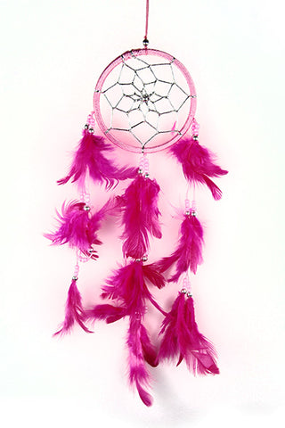 Pink Dreamcatcher with Pink Feathers and Beads at Mystical and Magical Halifax UK.
