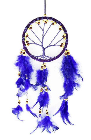 Purple Tree of Life Dreamcatcher with Beads and Feathers