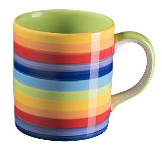 Fair Trade Rainbow Striped Ceramic Mug at Mystical and Magical Halifax UK