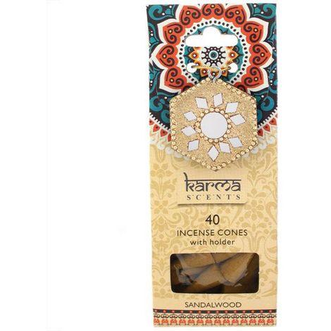 40 Sandalwood scented Incense Cones and Holder