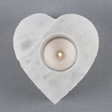 Selenite Heart shaped Candle Tealight holder at Mystical and Magical