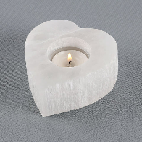Selenite Heart shaped Candle Tealight holder at Mystical and Magical