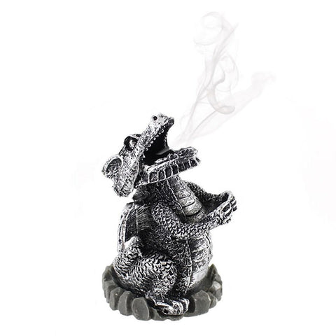 Silver Smoking Dragon Incense Cone Holder at Mystical and Magical Halifax