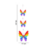 String of three Rainbow butterflies suncatcher size