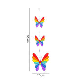 String of three Rainbow butterflies suncatcher size