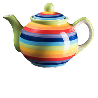 Hand Crafted Rainbow Striped Ceramic Teapot