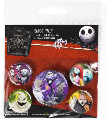 Nightmare Before Christmas Characters 5 Badge Pack